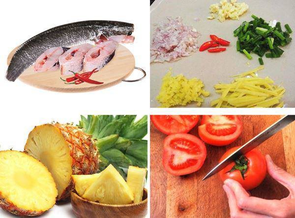 Các bước sơ chế nguyên liệu làm canh chua cá với dứa cơ bản