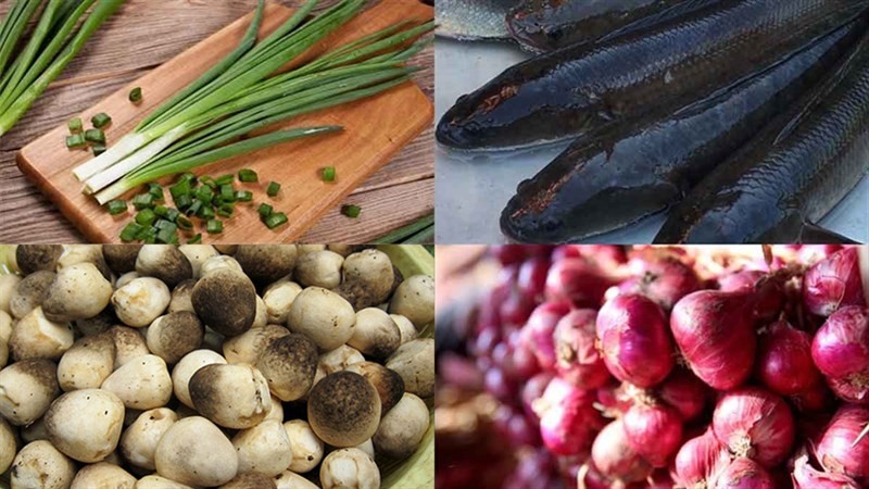 Nguyên liệu đã sơ chế món bánh canh cá lóc bột lọc