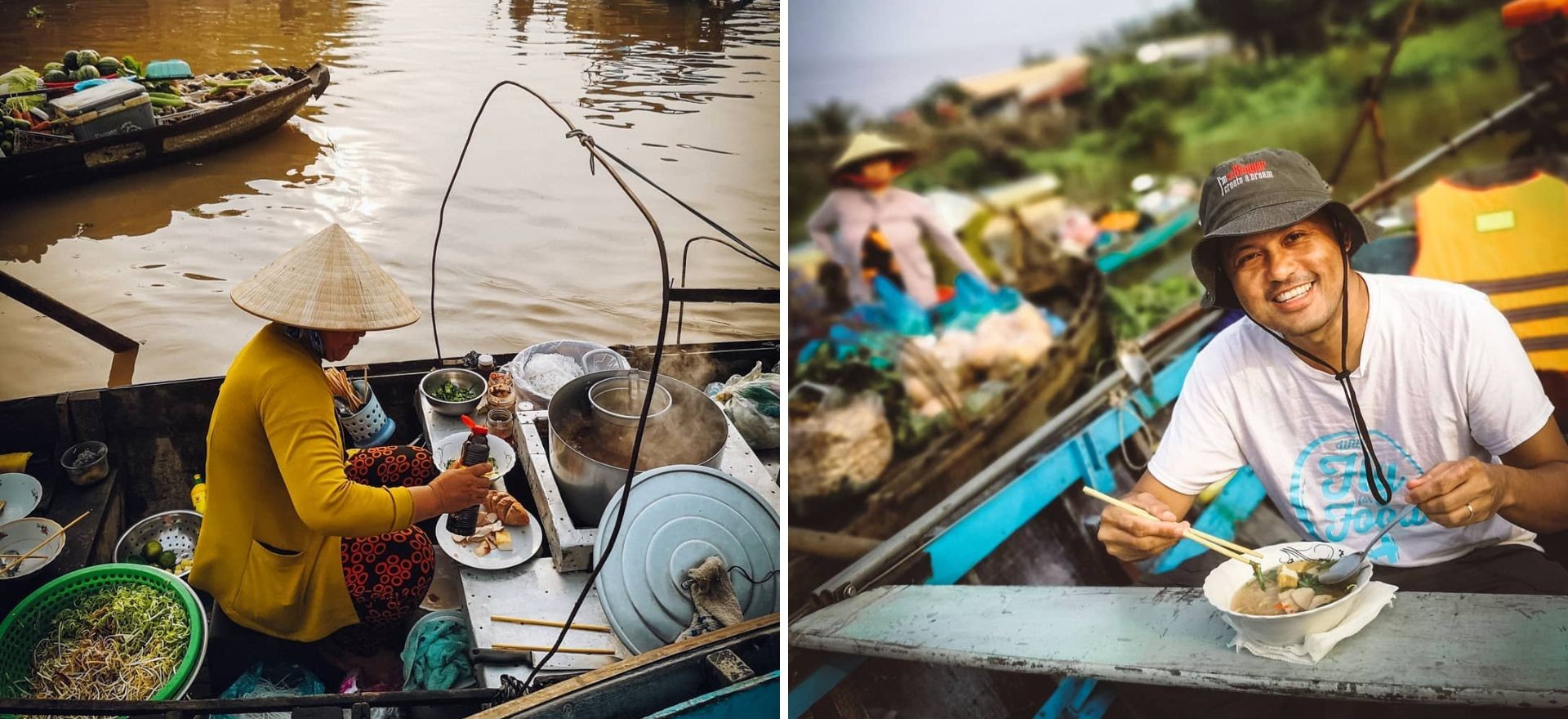 Jota Be thưởng thức bữa sáng trên chợ nổi, một trải nghiệm ẩm thực độc đáo