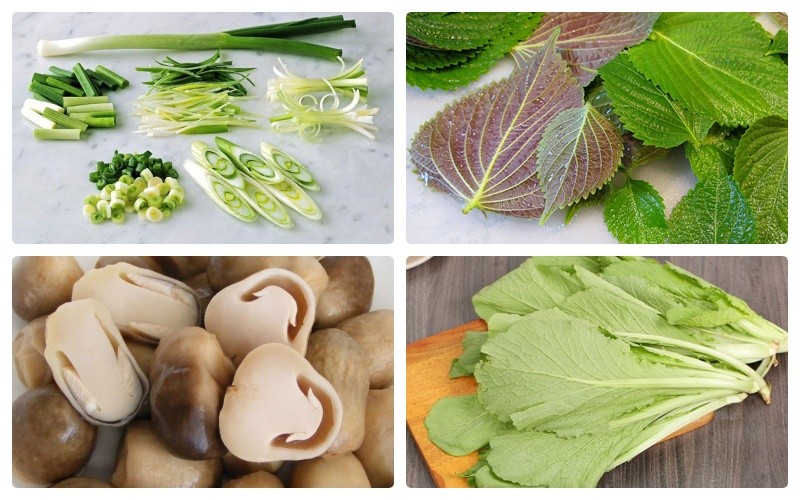 Các loại rau củ, nấm ăn kèm lẩu bò