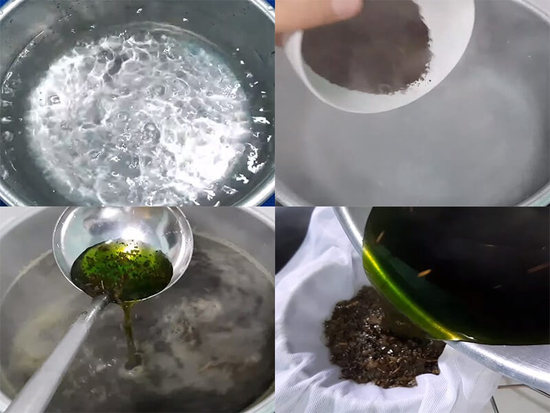 Đun và lọc trà xanh Thái