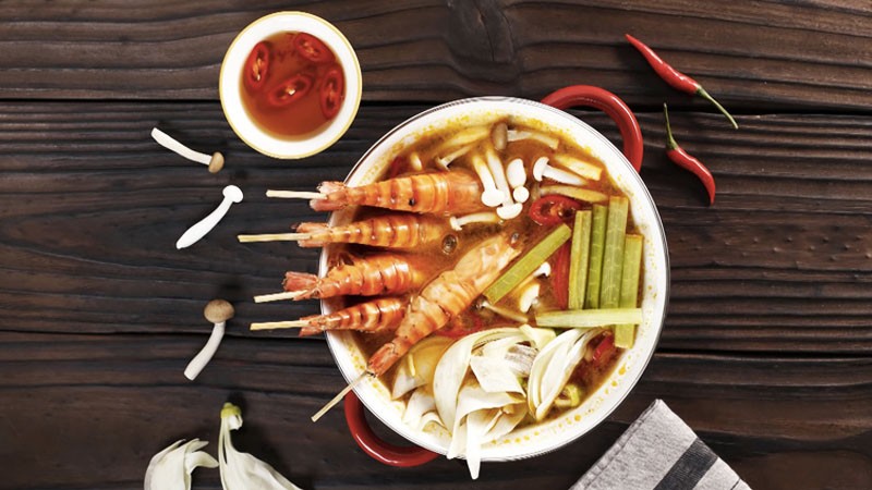 Lẩu tôm chua cay hấp dẫn