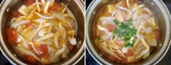 Nồi canh nấm chay đậu phụ đang sôi