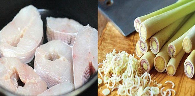 Các nguyên liệu chính cho món bún cá lóc miền Tây, bao gồm cá lóc tươi đã được làm sạch, sả, ớt và nghệ, sẵn sàng cho cách nấu bún cá đơn giản