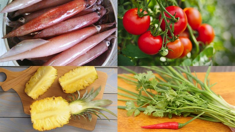 Cách nấu mực ngon đơn giản: Nguyên liệu bún mực