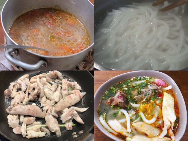 Các bước tiến hành nấu món bánh canh cá bã trầu
