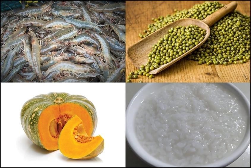 Cháo tôm đậu xanh bí đỏ cung cấp vitamin và khoáng chất