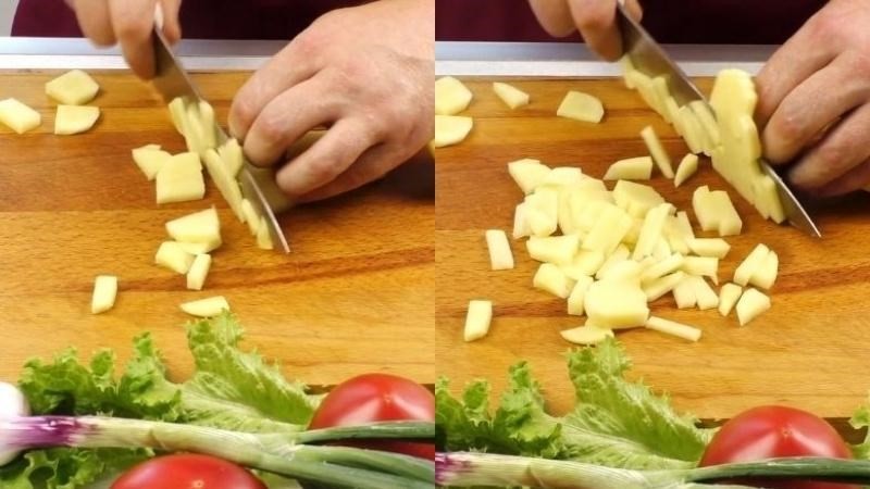 Cách cắt khoai tây hạt lựu nhanh và đều, không tốn thời gian