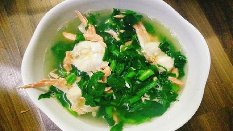 Món canh mồng tơi nấu ghẹ thơm ngon khi thưởng thức