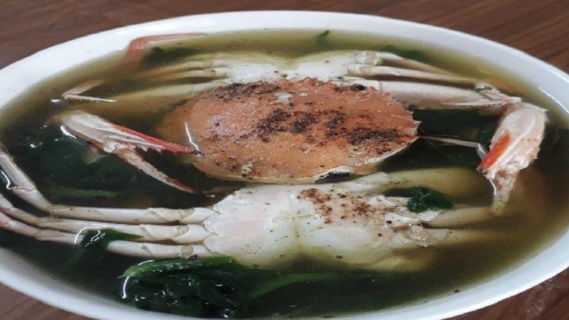 Canh mồng tơi nấu ghẹ thành phẩm thơm ngon