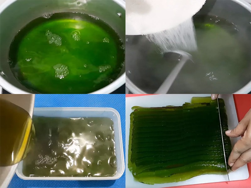 Làm thạch rau câu cho trà sữa thái xanh