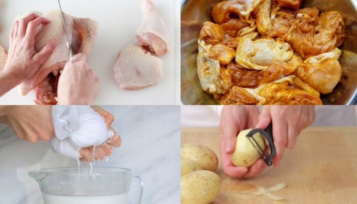 Thịt gà đã sơ chế sạch sẽ, sẵn sàng cho công đoạn tẩm ướp trong cách nấu cà ri chà