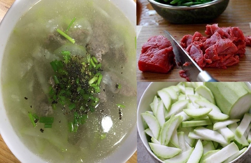 Canh thịt bò nấu bầu thanh đạm, an thai. Ảnh: Internet