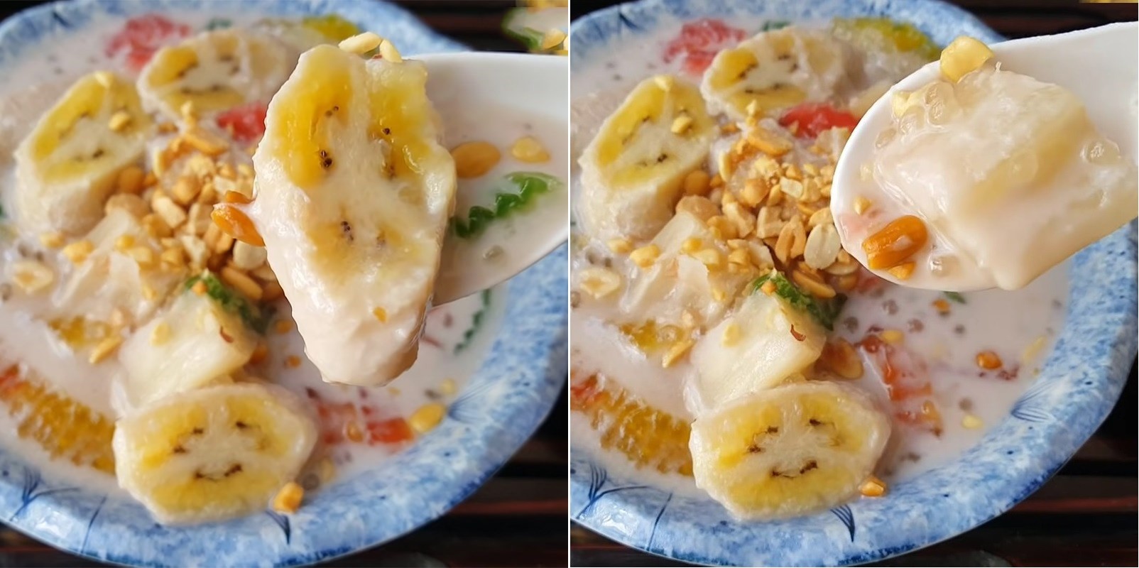 Món chè chuối khoai mì dẻo ngọt, thơm ngon đã hoàn thành
