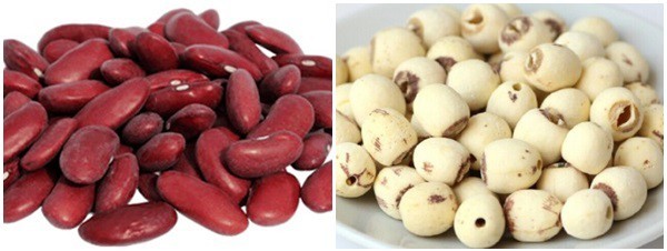 Nguyên liệu chuẩn bị để nấu chè đậu đỏ hạt sen thanh đạm