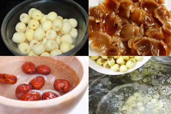 Sơ chế hạt sen khô trước khi nấu nhãn nhục táo đỏ giúp nhanh mềm