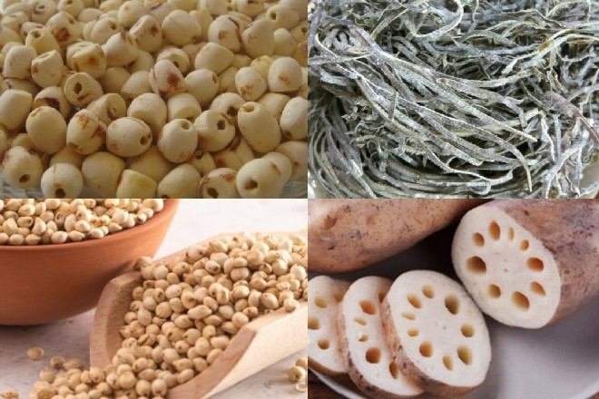 Tổng hợp nguyên liệu chuẩn bị làm món chè nhãn nhục táo đỏ củ năng