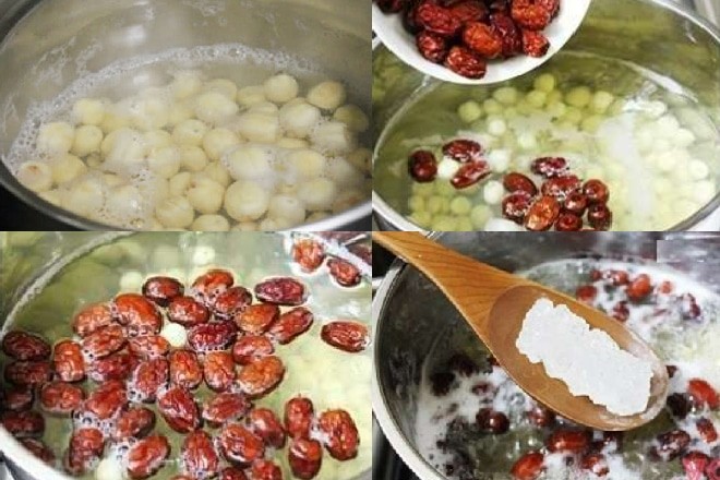 Chè hạt sen nhãn nhục táo đỏ đã nấu xong, thơm ngon và hấp dẫn