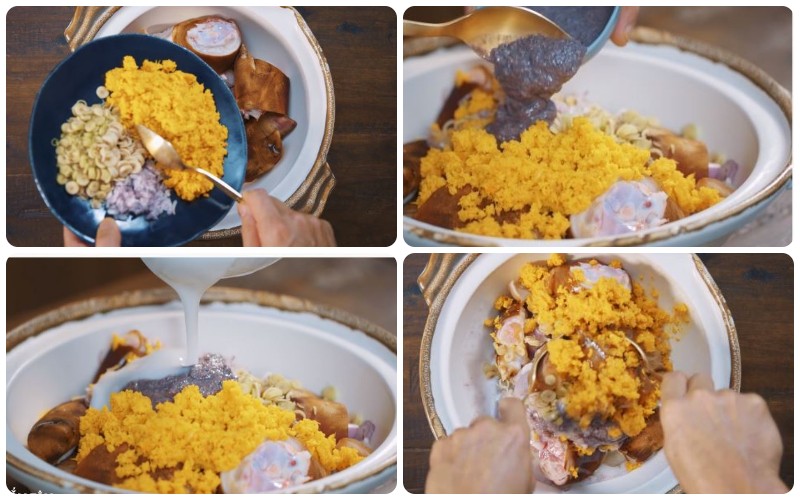 Ướp giò heo với gia vị