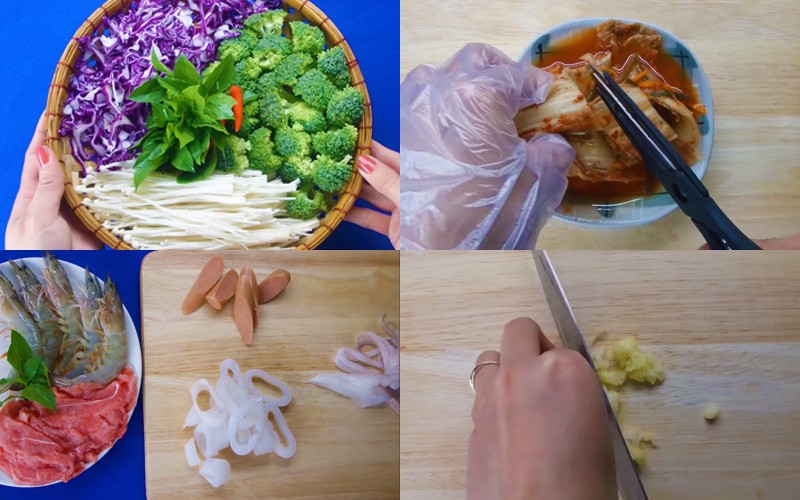 Sơ chế nguyên liệu làm mì cay hải sản chuẩn Hàn Quốc