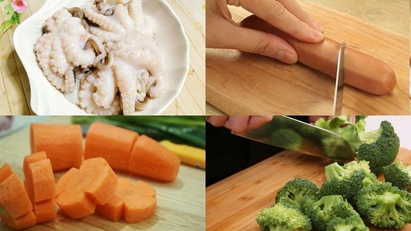 Sơ chế nguyên liệu làm mì cay hải sản bạch tuộc