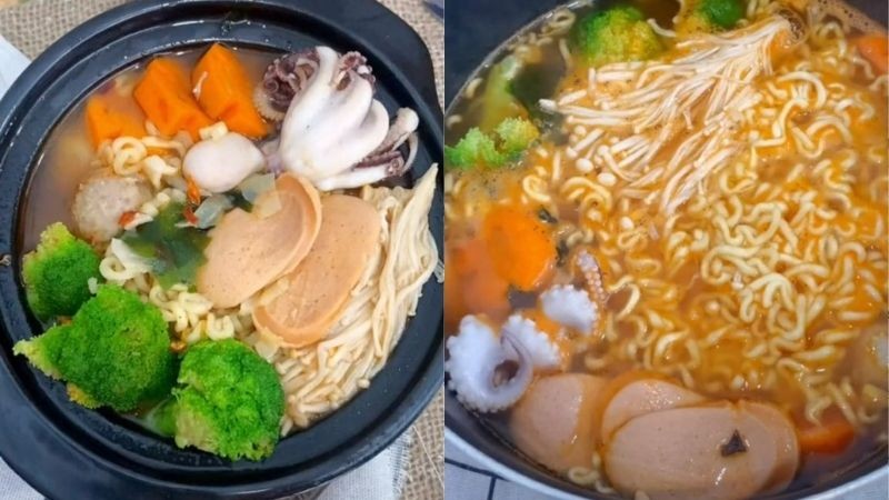 Mì cay hải sản Hàn Quốc với bạch tuộc hấp dẫn, thơm ngon