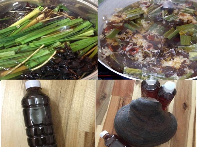 Quá trình nấu nước sâm bông cúc với rong biển và các loại thảo mộc khác