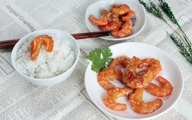 Tôm rim tỏi thành phẩm