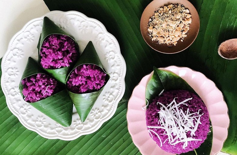 Cách nấu xôi lá cẩm nước cốt dừa