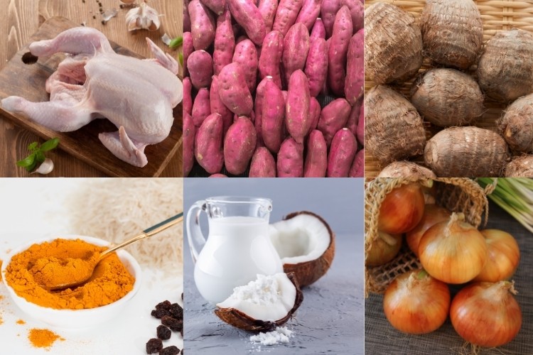 Nguyên liệu chuẩn bị cho cách nấu cà ri gà nước cốt dừa tại nhà