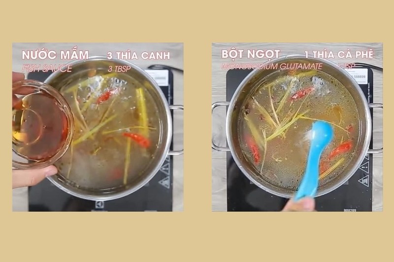 Nêm gia vị nước lẩu gà để có hương vị đậm đà