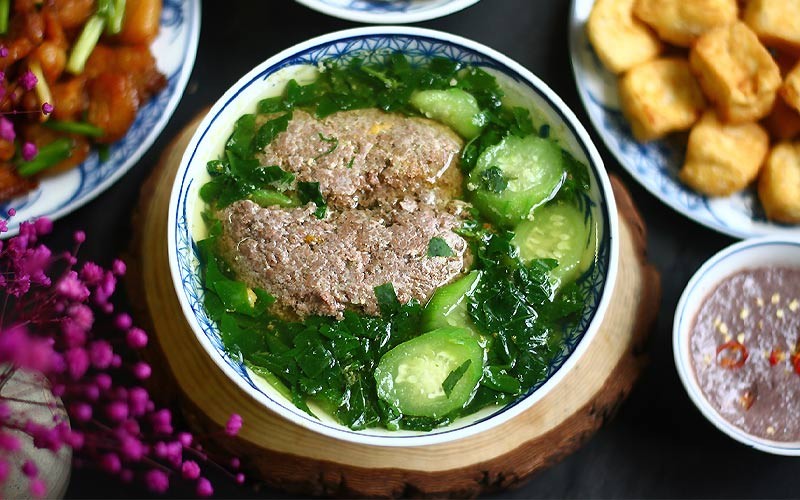 tô canh cua rau đay mồng tơi đẹp mắt