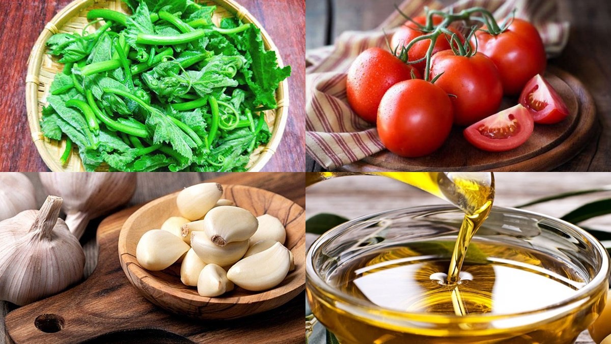 Nguyên liệu cho món canh rau bí nấu cà chua