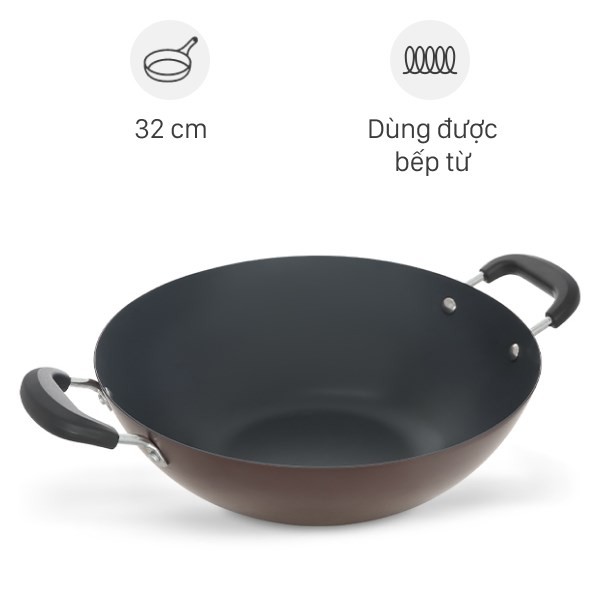 Chảo thép sâu chống dính 32 cm Green Cook GCW03-32IH màu xanh