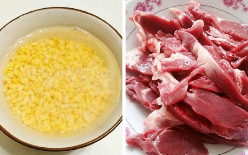 Sơ chế nguyên liệu làm cháo tim heo đậu xanh