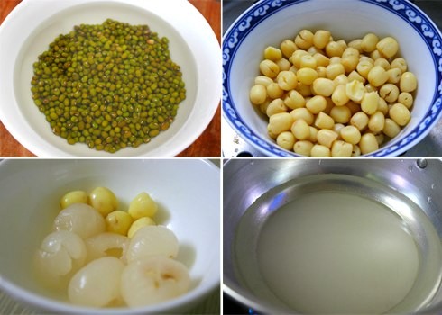 Chè sen khô đậu xanh đã nấu xong, minh họa cho các bước nấu chè sen khô.