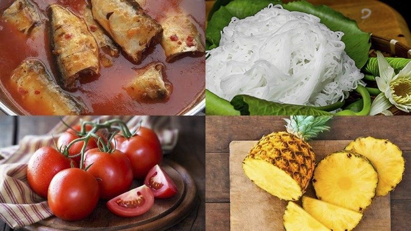 Nguyên liệu món ăn bún cá mòi hộp