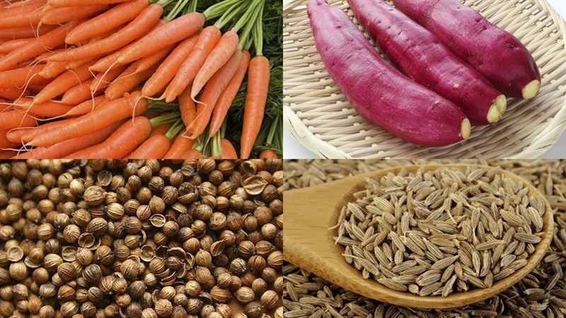 Nguyên liệu chuẩn bị cho cách nấu súp cà rốt khoai lang