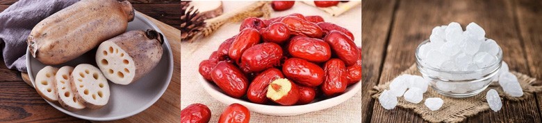 Nguyên liệu đơn giản để thực hiện cách nấu chè củ sen táo đỏ