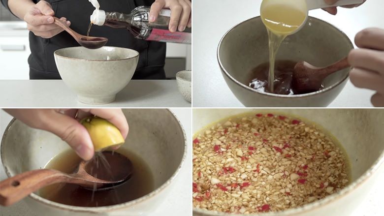 Chén nước mắm chua ngọt, tỏi ớt băm nhuyễn, gia vị không thể thiếu của cơm gà Tam Kỳ