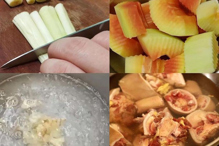 Đuôi bò hầm sả đu đủ xanh với các nguyên liệu