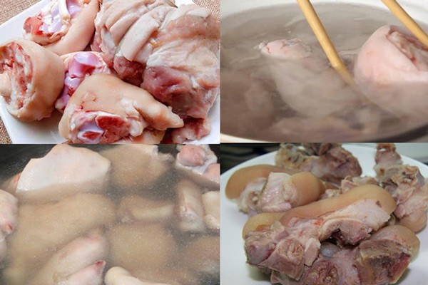 Hầm giò heo cho nước dùng bún riêu