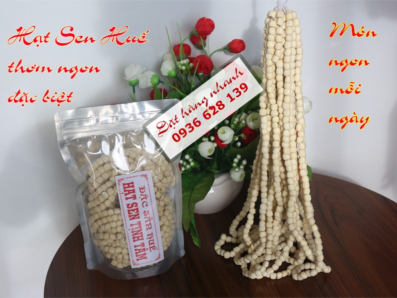 Hạt sen khô chất lượng, nguyên liệu chính cho cách nấu chè sen khô ngon tuyệt.