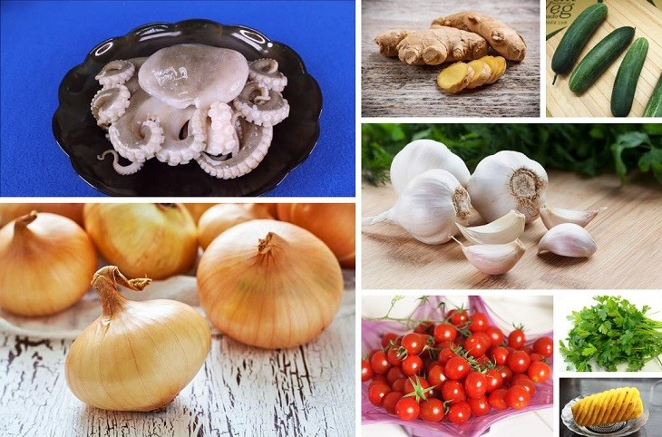 Nguyên liệu phong phú cho món bạch tuộc xào chua ngọt hấp dẫn