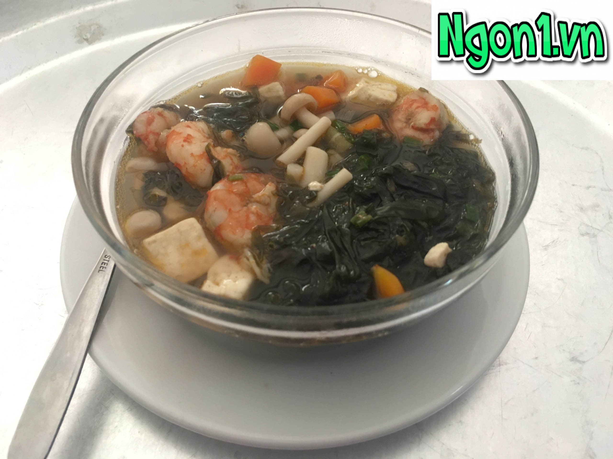 Canh rong mứt tôm cà rốt đậu phụ