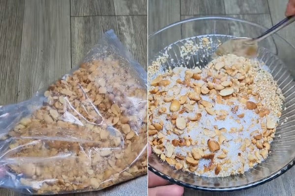 Hỗn hợp muối mè đậu phộng rang giã dập, gia vị không thể thiếu cho xôi lá cẩm