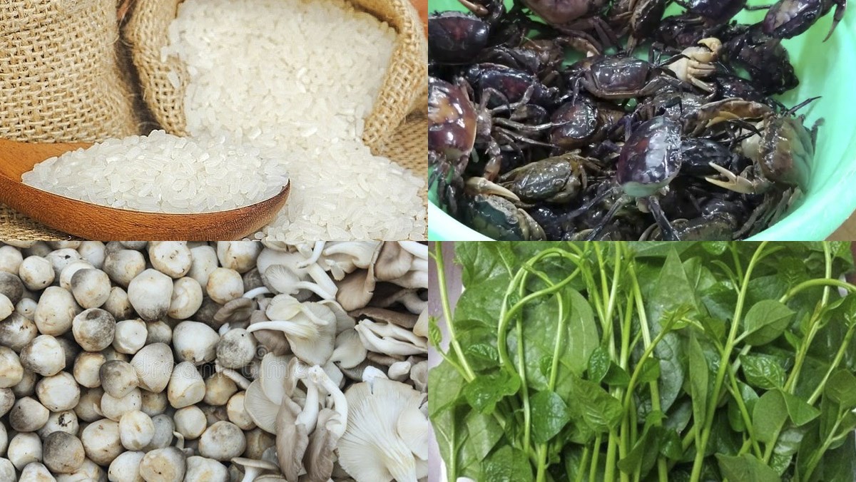 Bát nguyên liệu chuẩn bị nấu lẩu cháo cua đồng