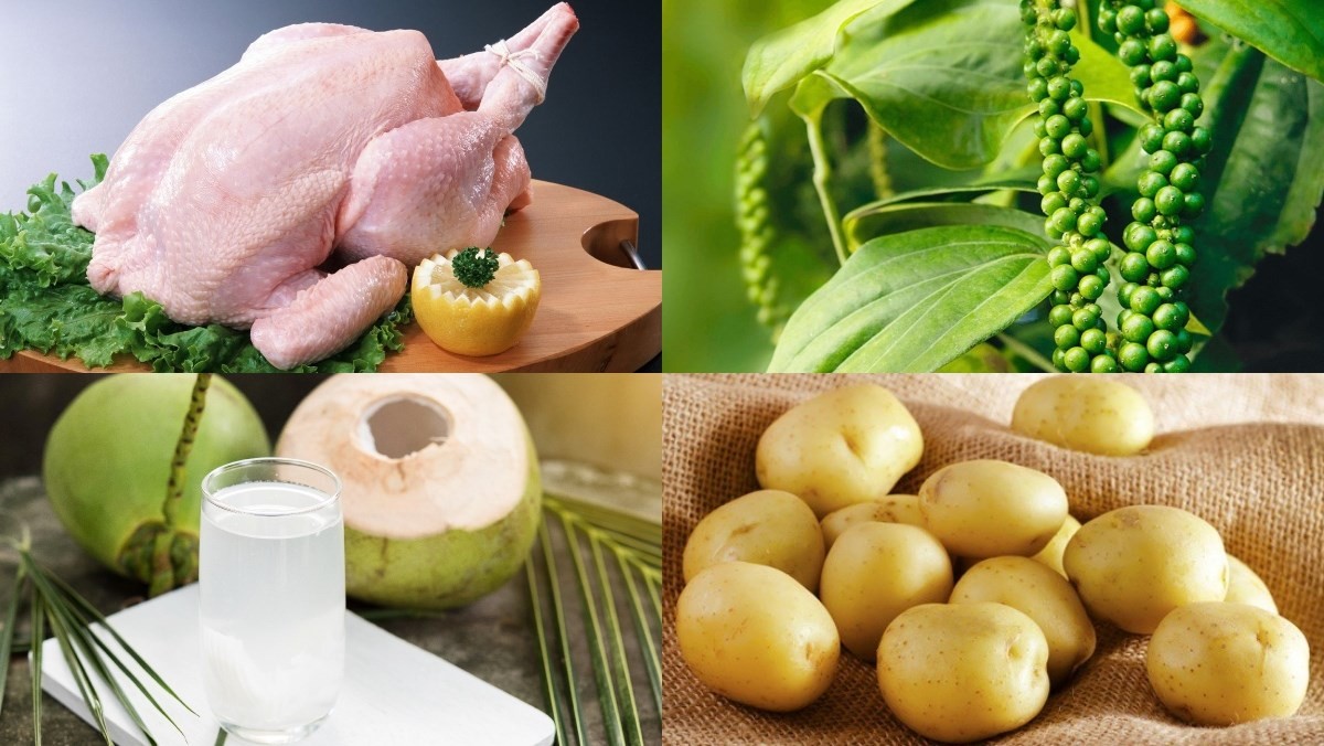 Các nguyên liệu tươi ngon chuẩn bị cho món lẩu gà tiêu xanh truyền thống