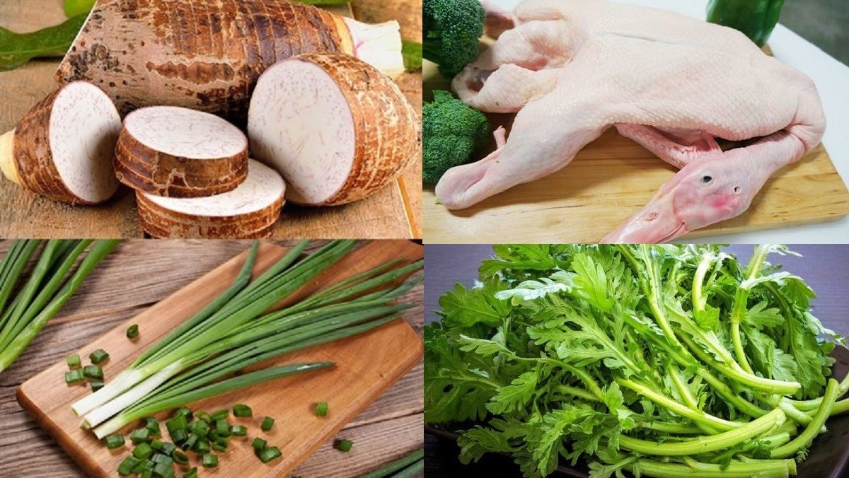Nguyên liệu chính cho cách nấu vịt nấu môn