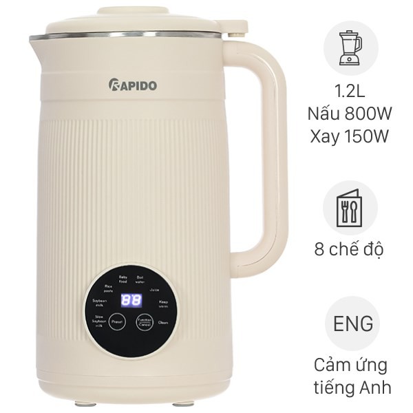 Máy làm sữa hạt đa năng Rapido RHB-800DM hỗ trợ làm sữa hạt đậu xanh